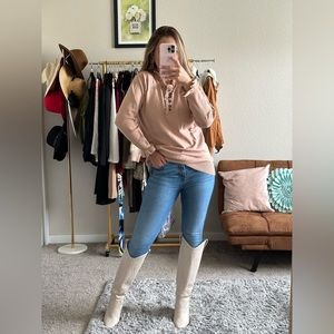 Khaki Ruffle Cuff Sweater